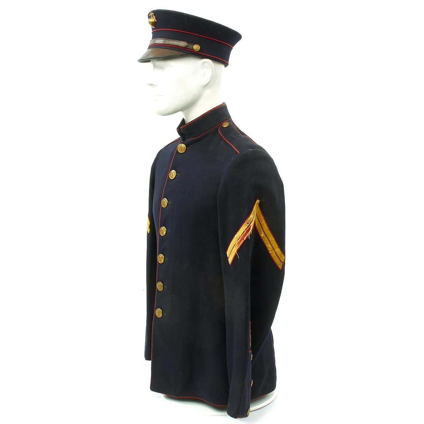 Original U.S. WWI USMC Dress Blues Corporal Uniform with Cap and Photo