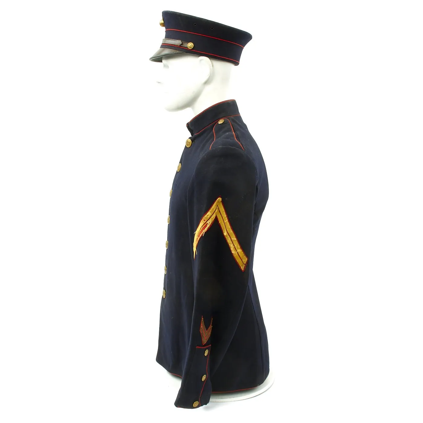 Original U.S. WWI USMC Dress Blues Corporal Uniform with Cap and Photo