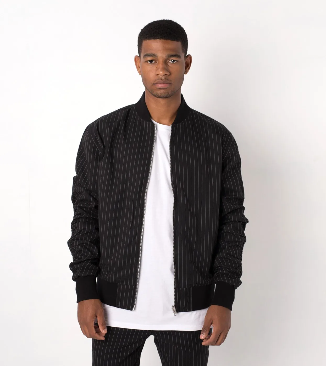 Pinstripe Reversible Bomber Black/White - Sale