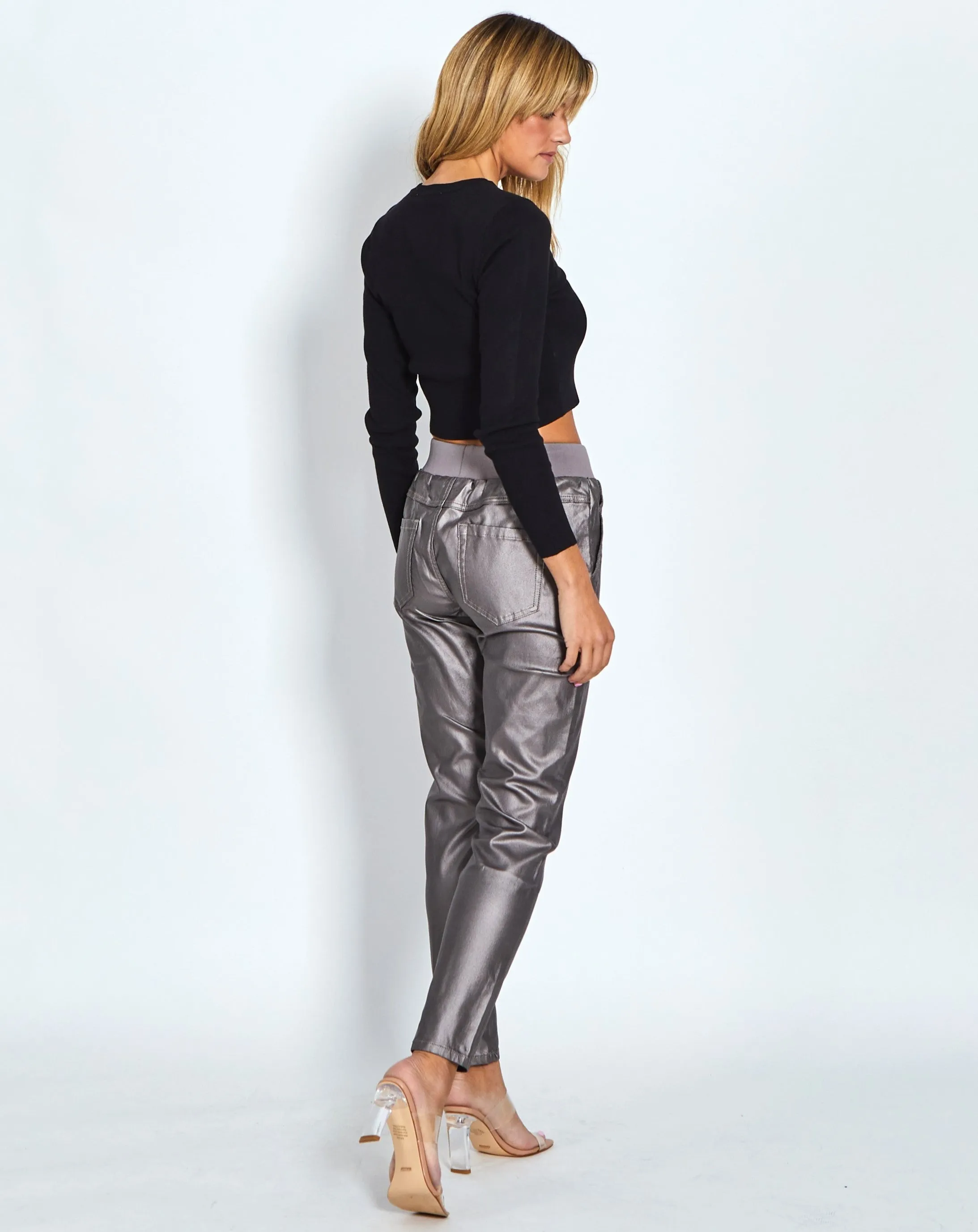 Riley Stretch Jogger Wax Look - Pewter