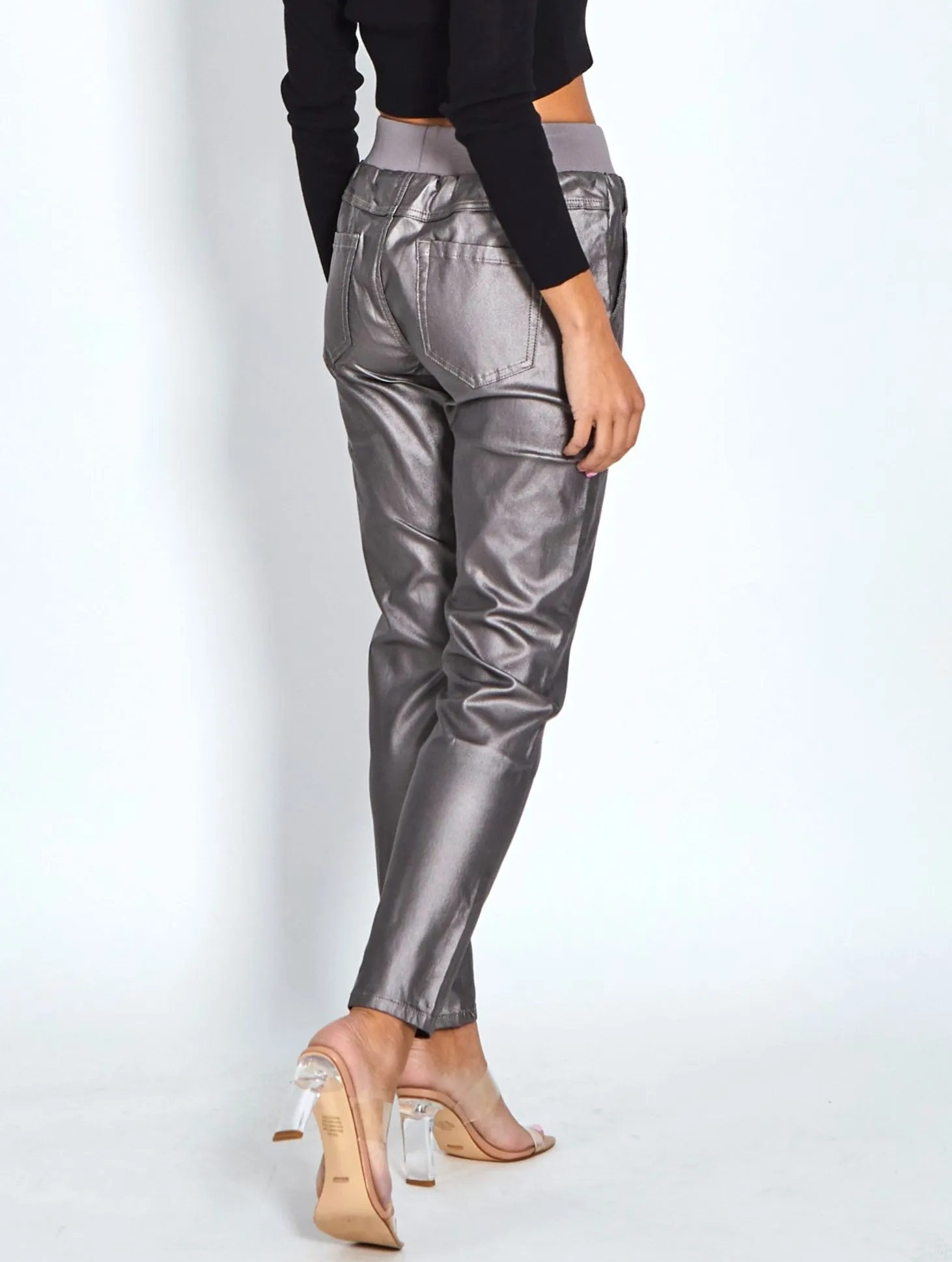 Riley Stretch Jogger Wax Look - Pewter