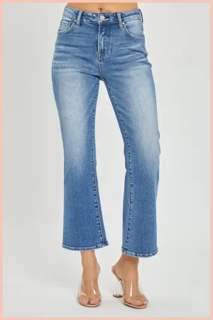 RISEN Mid Rise Cropped Flare Denim