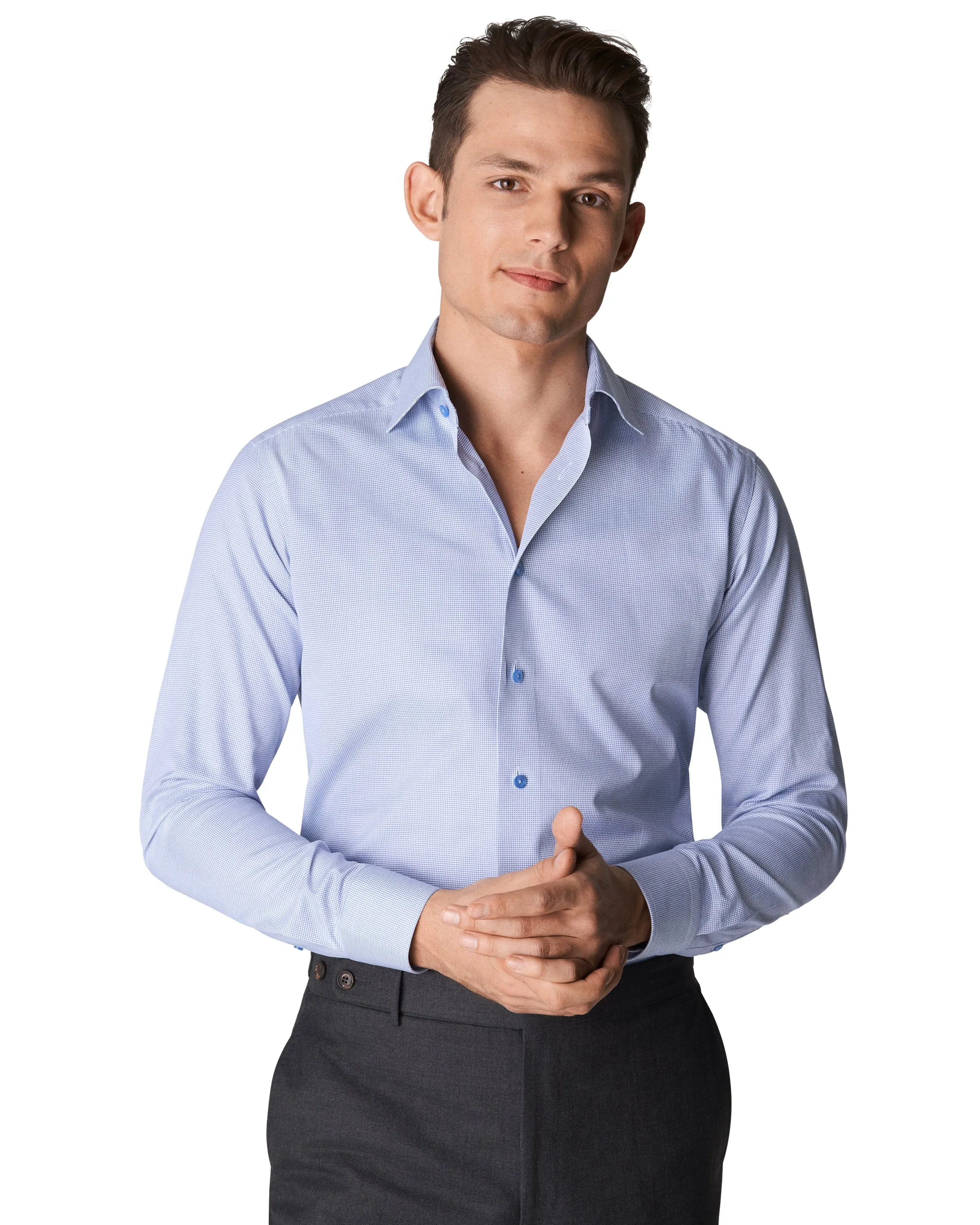 Slim Fit Pin Dot Signature Twill Shirt Blue