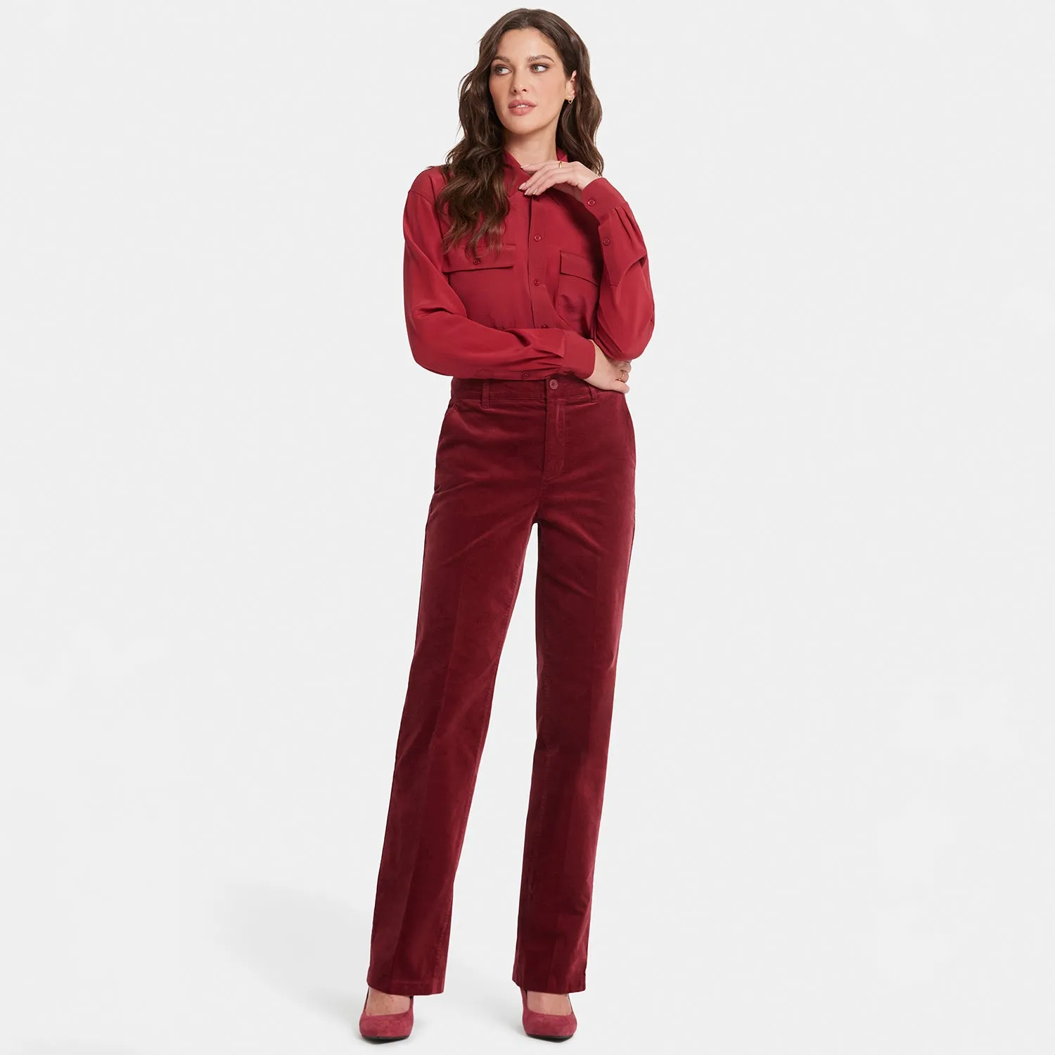 Straight Trouser Pants - Wild Currant