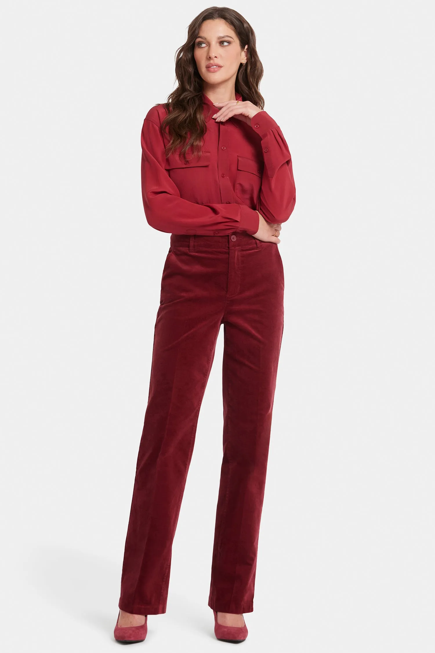 Straight Trouser Pants - Wild Currant