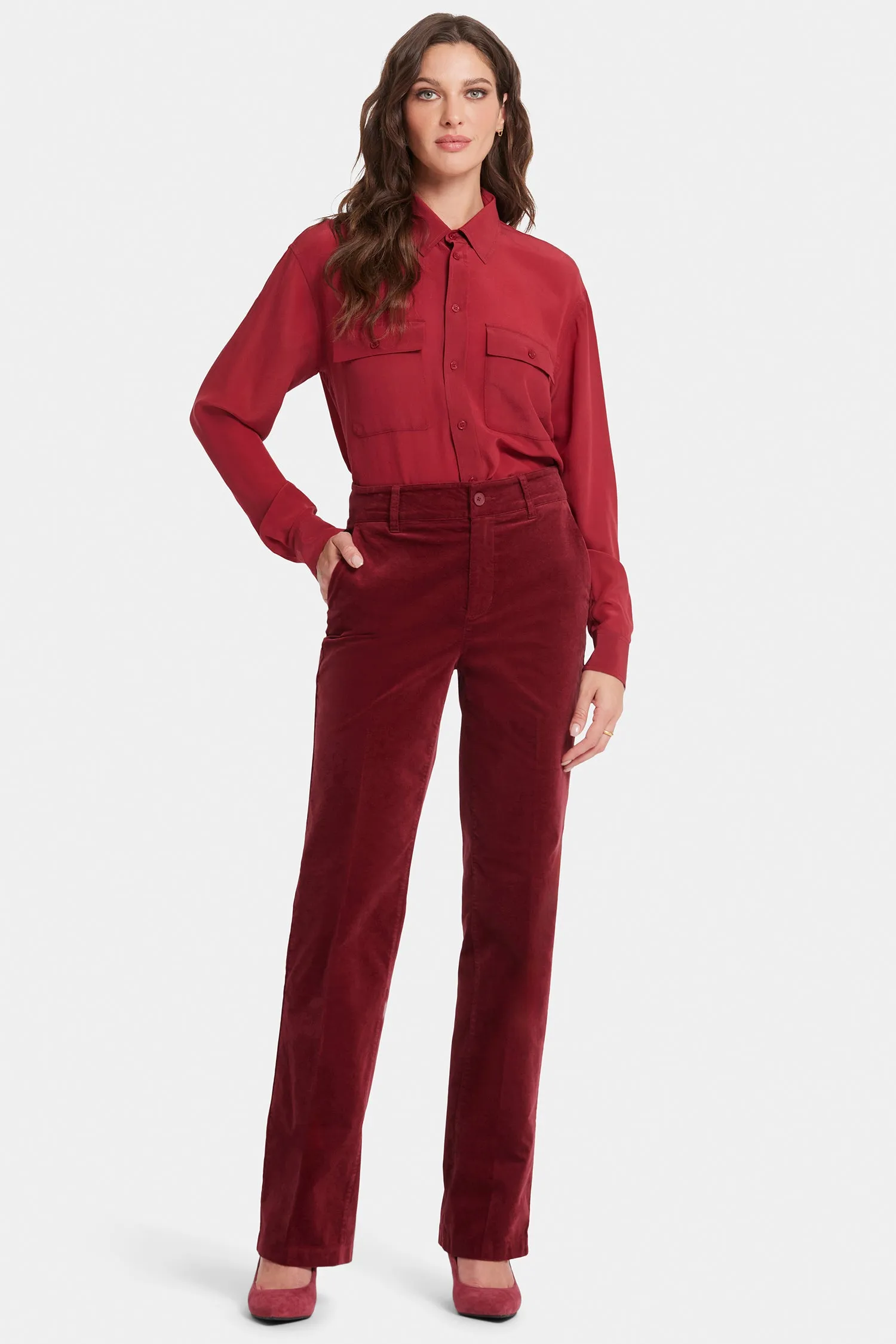 Straight Trouser Pants - Wild Currant