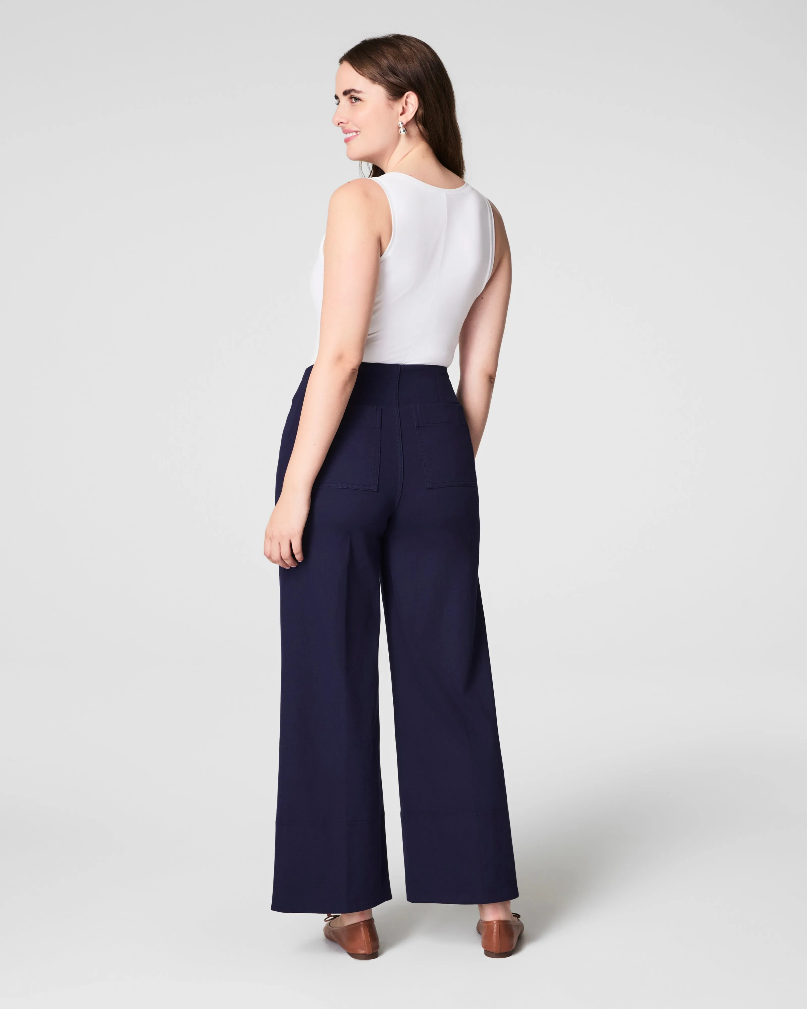 Stretch Twill Cropped Wide Leg, Lapis Blue