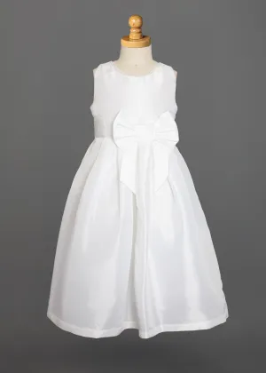 Taffeta Bow Communion Dress w/ Beaded Pearl Neckline