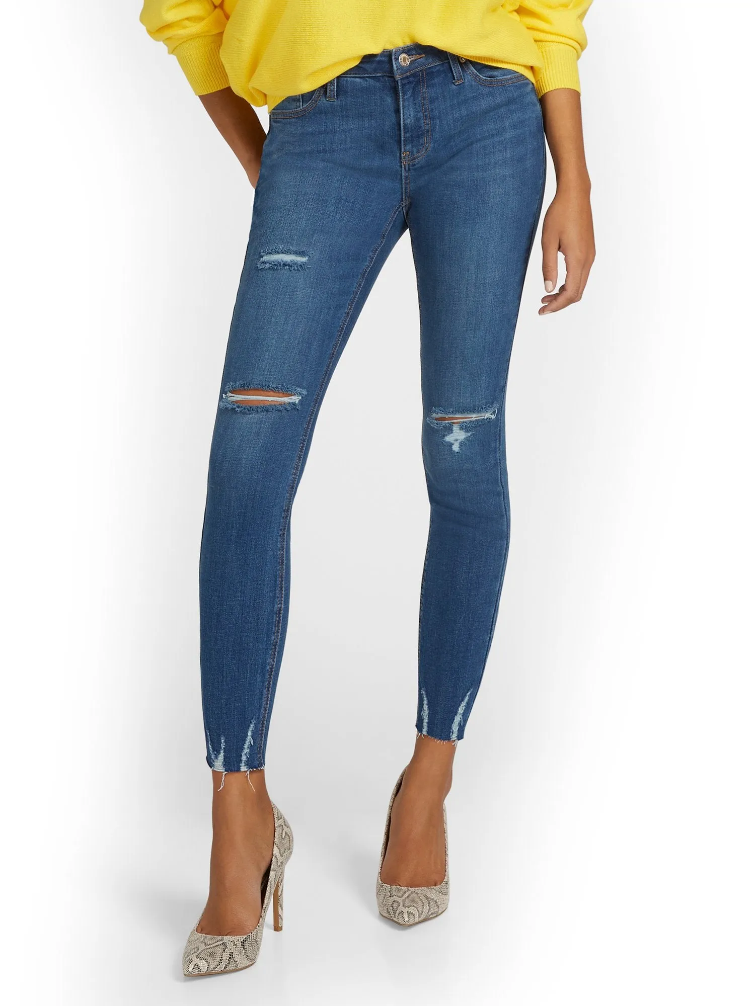 Tall Lexi Mid-Rise Super-Skinny Ankle Jeans - Dark Blue Wash