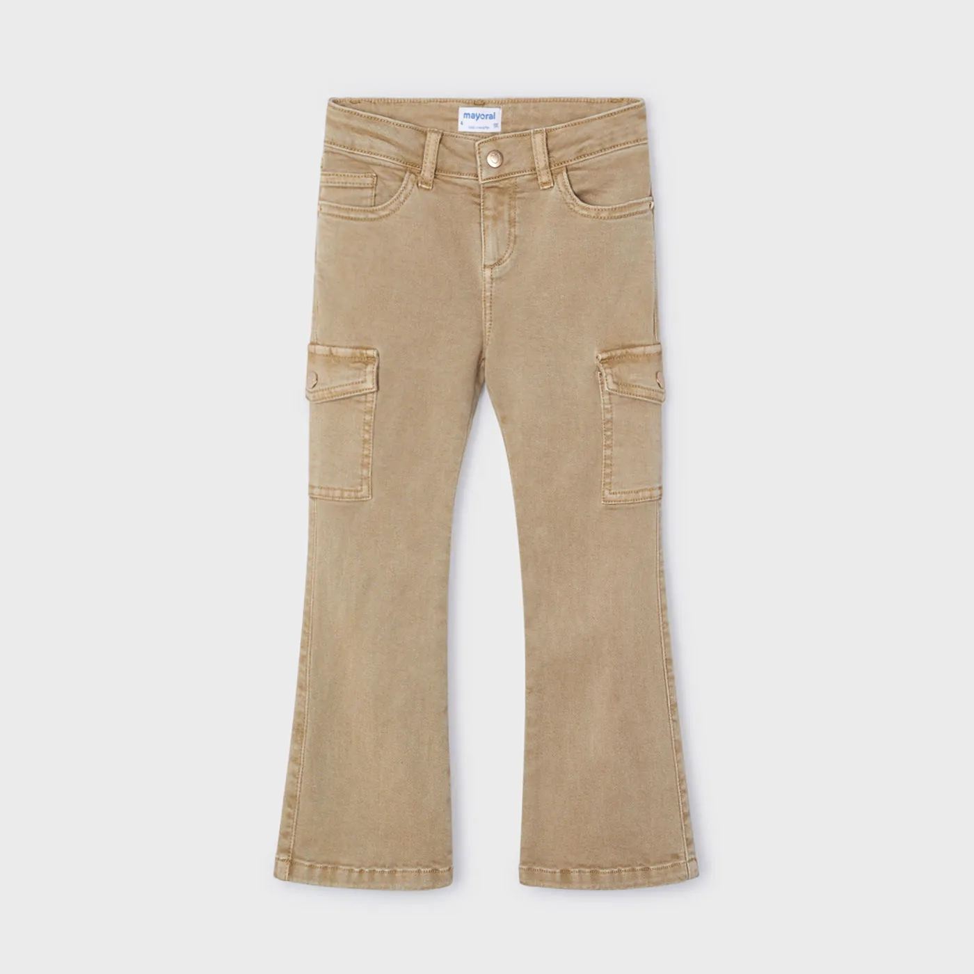 Tan Flared Cargo Pants