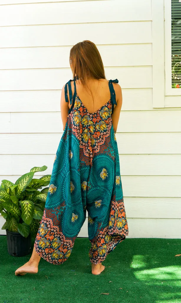 Teal Elephant Mandala Jumpsuit