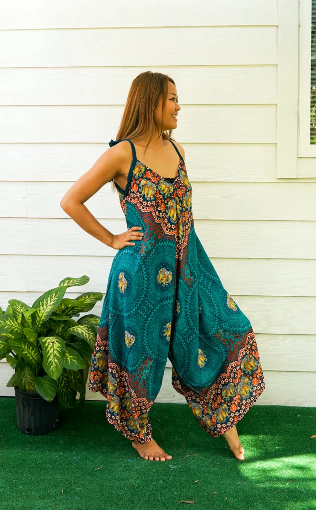 Teal Elephant Mandala Jumpsuit