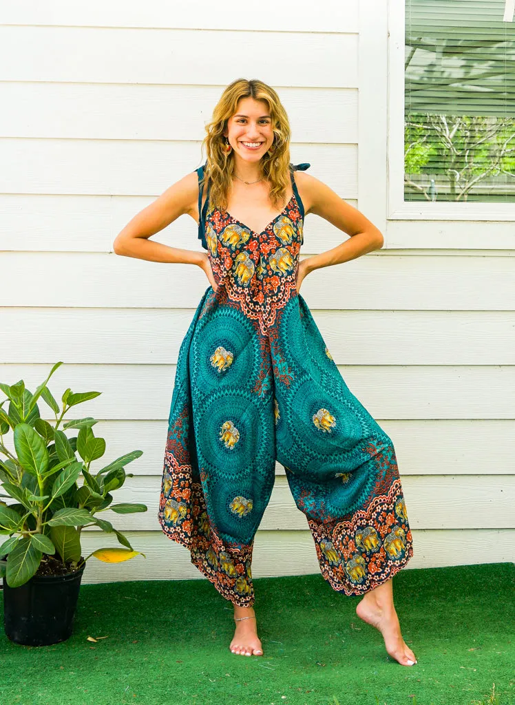 Teal Elephant Mandala Jumpsuit