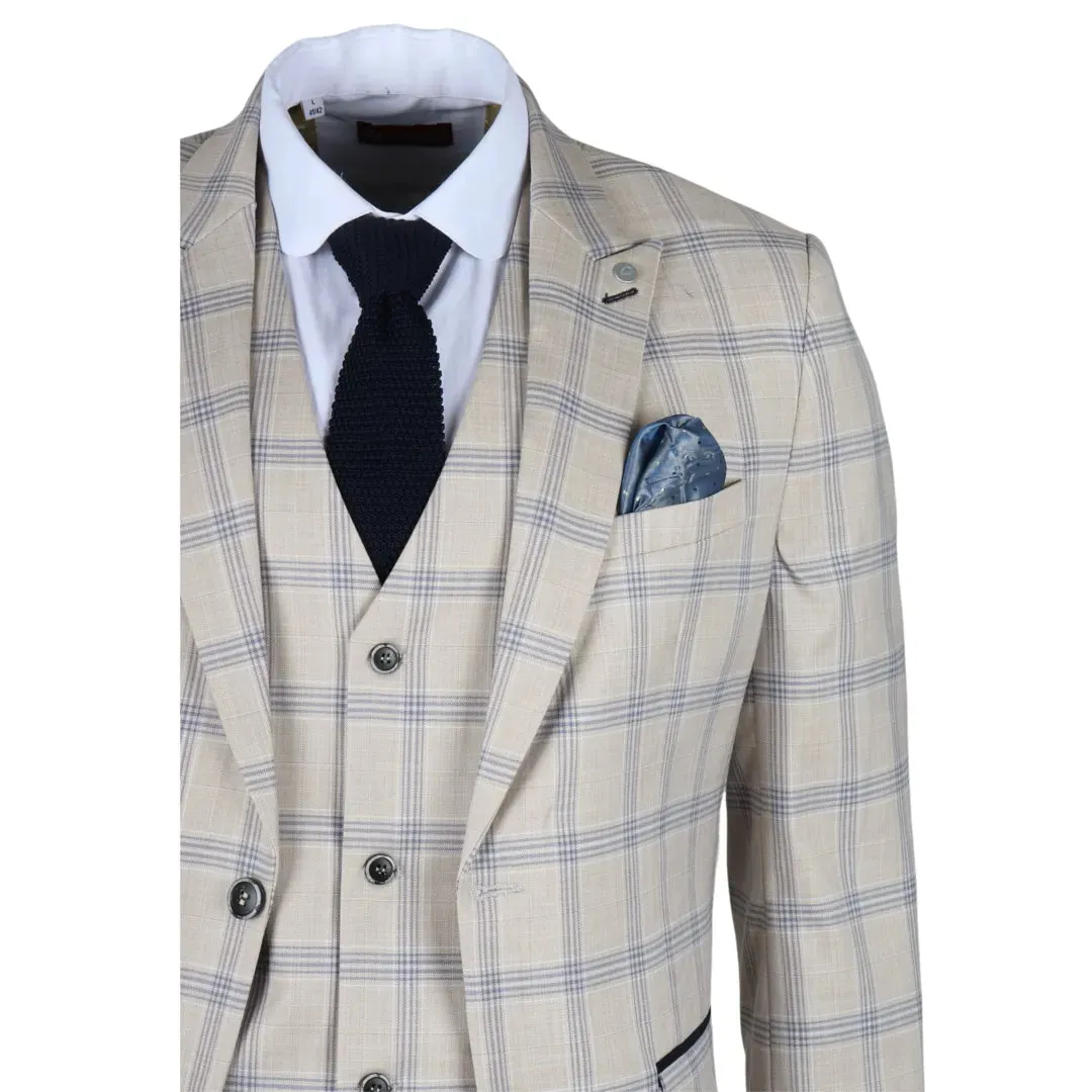 Warwick - Men's Beige Checked Blazer