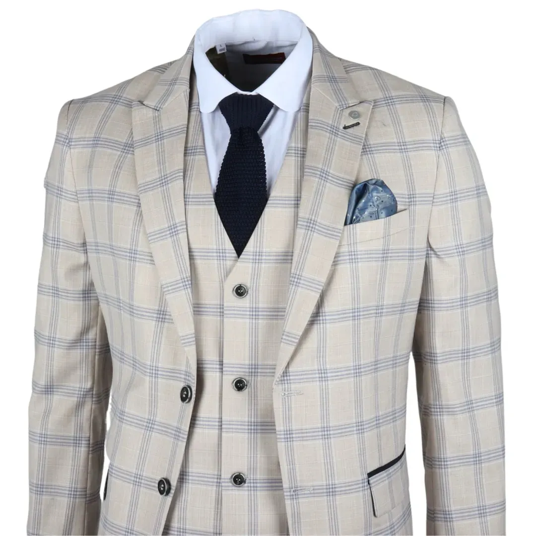 Warwick - Men's Beige Checked Blazer