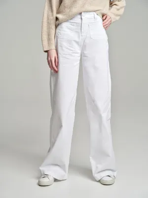 Wide leg white denim trousers