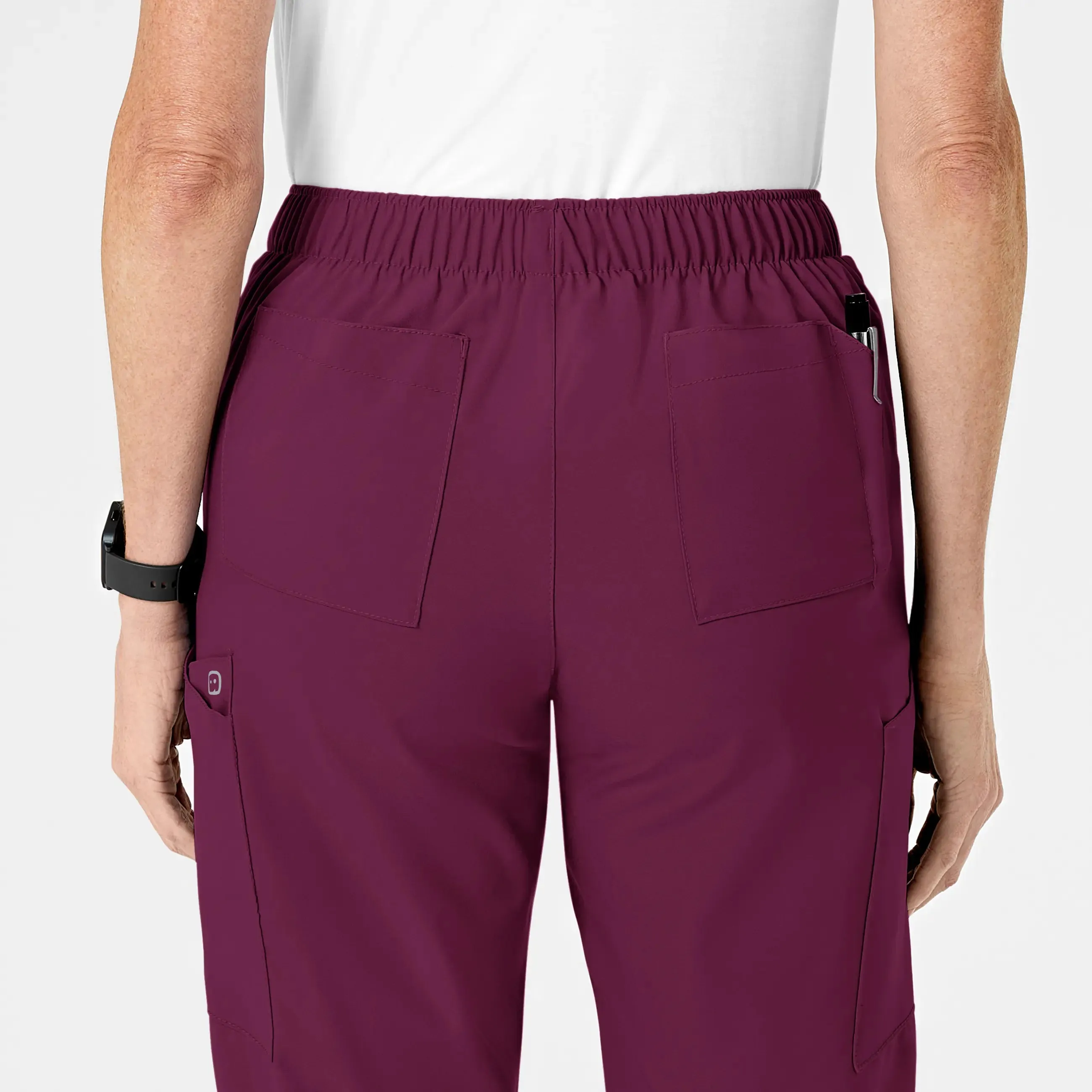 Wink Women's Flat Front Cargo Scrub Pant - Wine