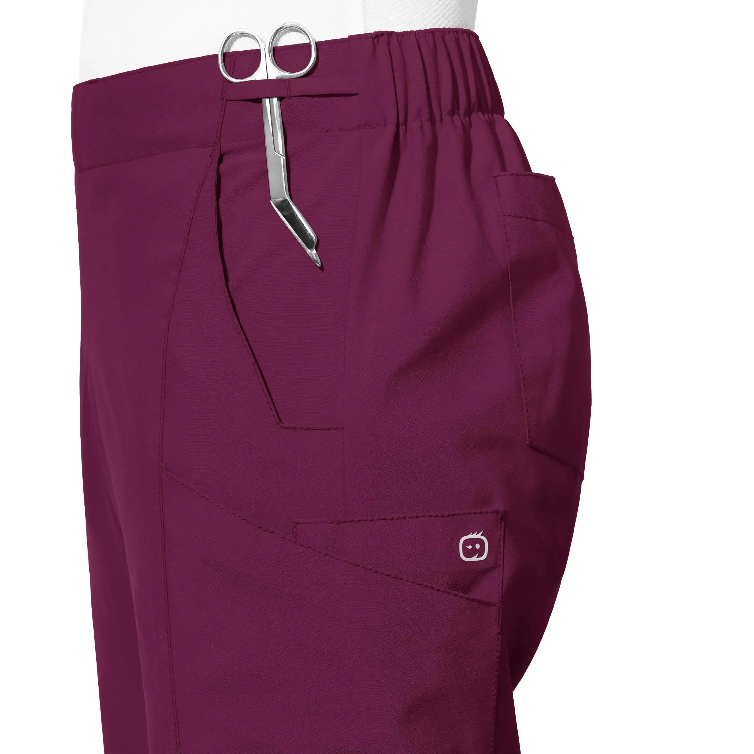 Wink Women's Flat Front Cargo Scrub Pant - Wine