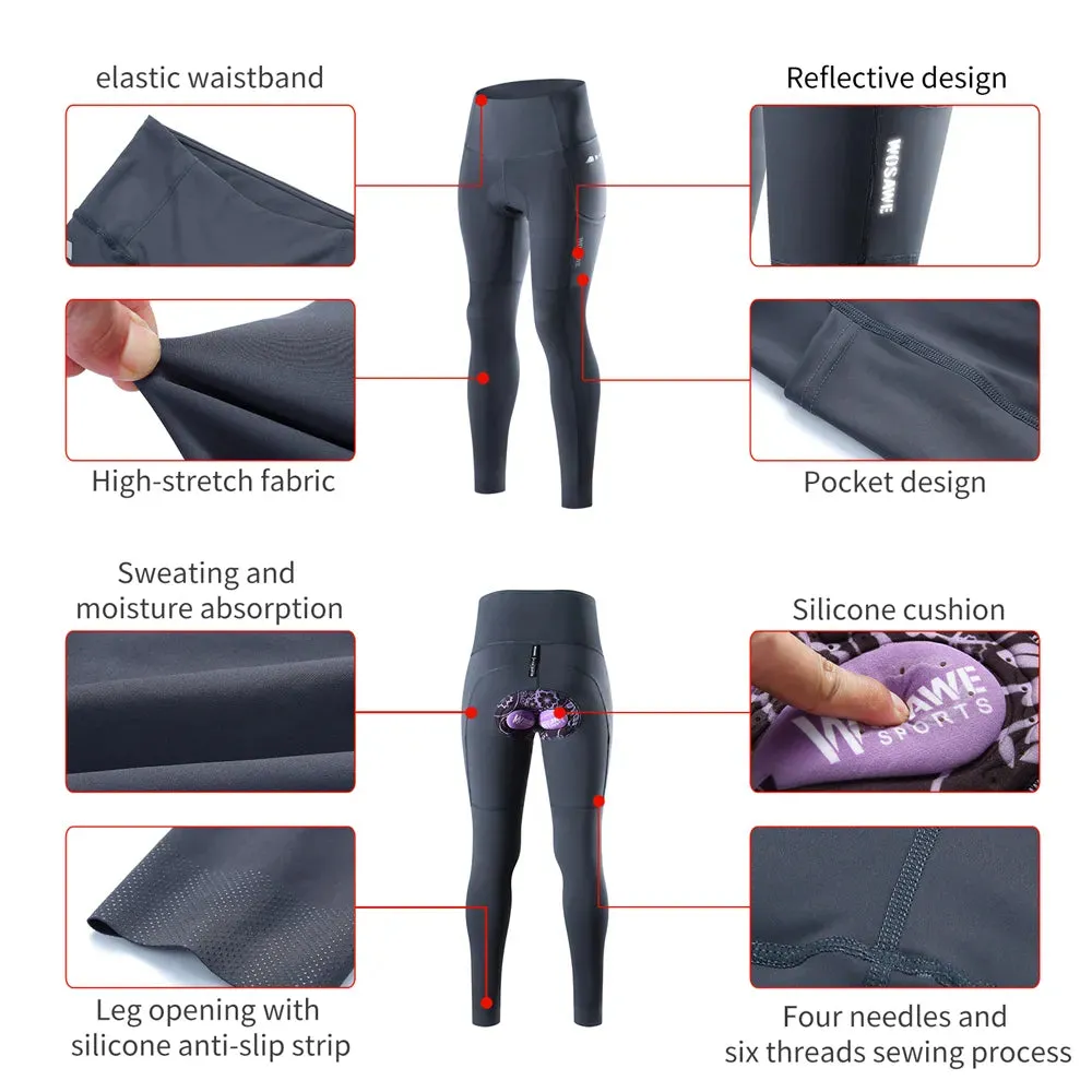 Womens Cycling Pants Mountain Bike Cycling Trousers Anti-sweat 5D Anti Slip Padded Gel Racing Bicycle Pants Tights