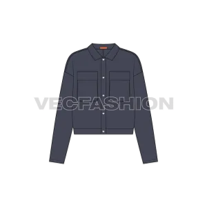 Womens Denim Overshirt Flat Sketch