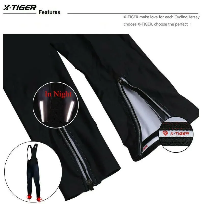 X-Tiger Whole Black 5D GEL Pad Pro Cycling Bib Pants MTB Bike Cycling Trousers Anti-sweat Quick-Dry Mountian Bike Bib Pants