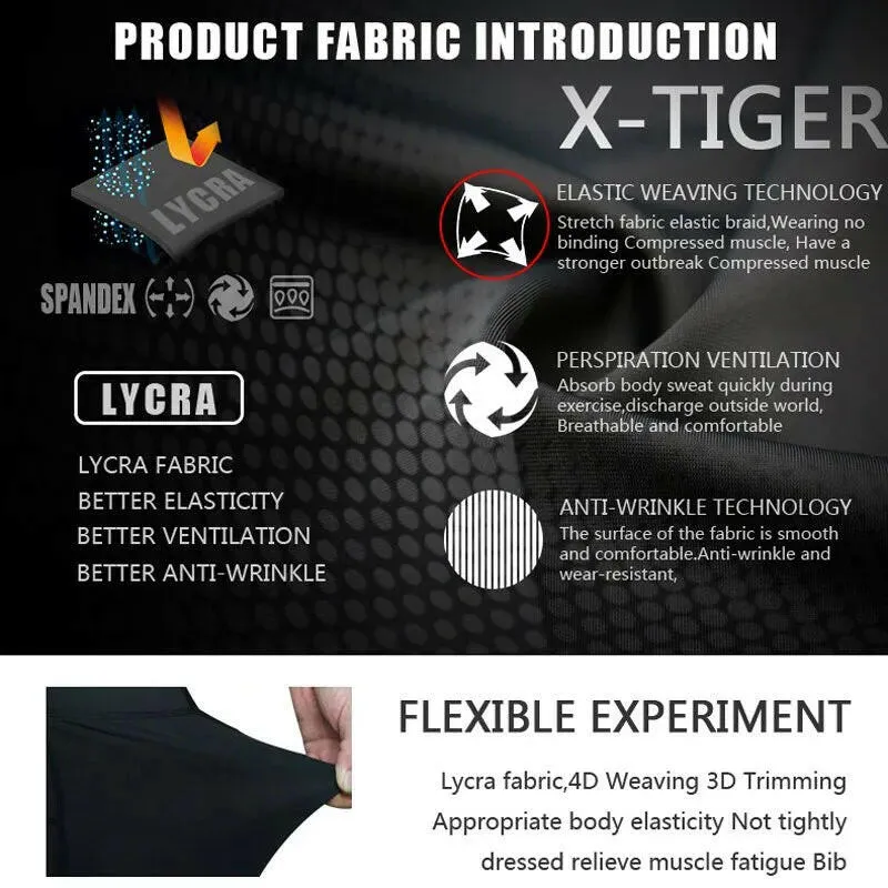 X-Tiger Whole Black 5D GEL Pad Pro Cycling Bib Pants MTB Bike Cycling Trousers Anti-sweat Quick-Dry Mountian Bike Bib Pants